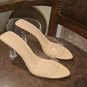 GBG Los Angeles Nude and Clear Heels